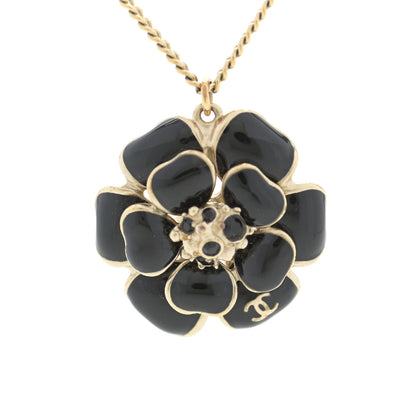 Chanel Enamel CC Camellia Necklace Gold Black 3 of 6