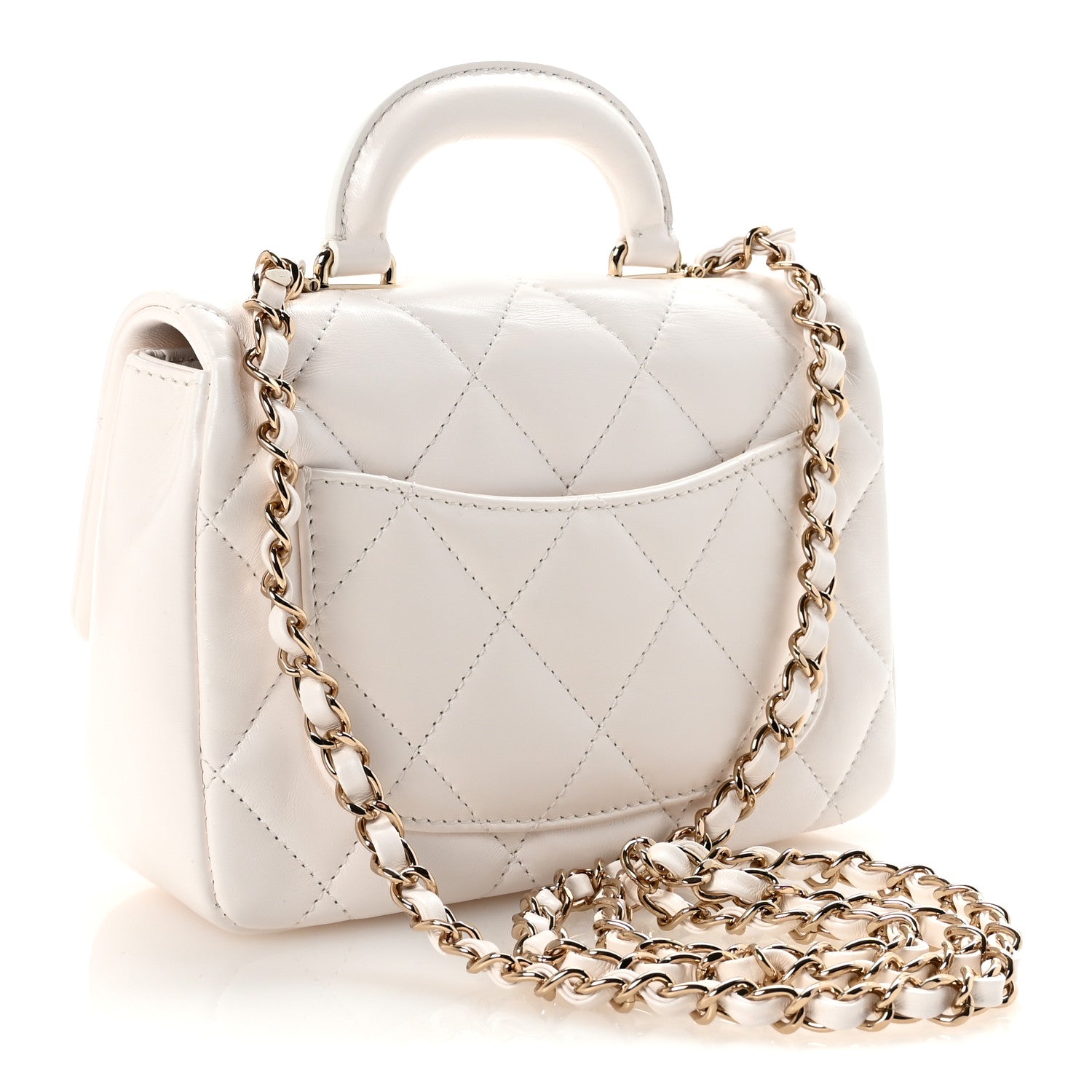 Chanel Shiny Lambskin Quilted Mini Coco Trip Flap Bag White 3 of 11