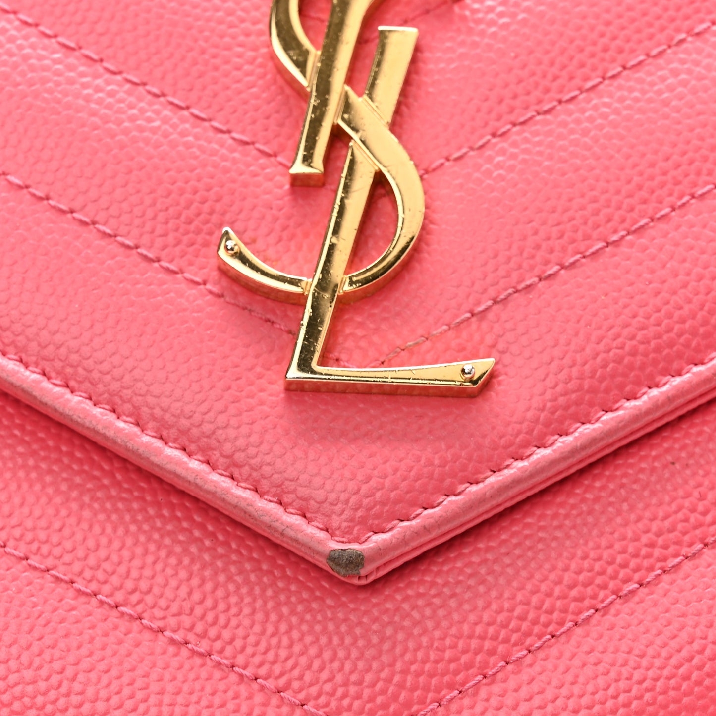 Grain De Poudre Matelasse Chevron Monogram Chain Wallet Rose Clair
