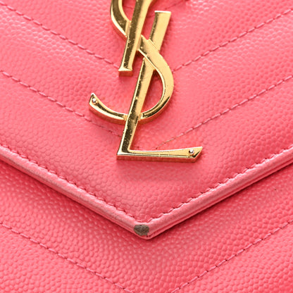 Saint Laurent Grain De Poudre Matelasse Chevron Monogram Chain Wallet Rose Clair 11 of 12