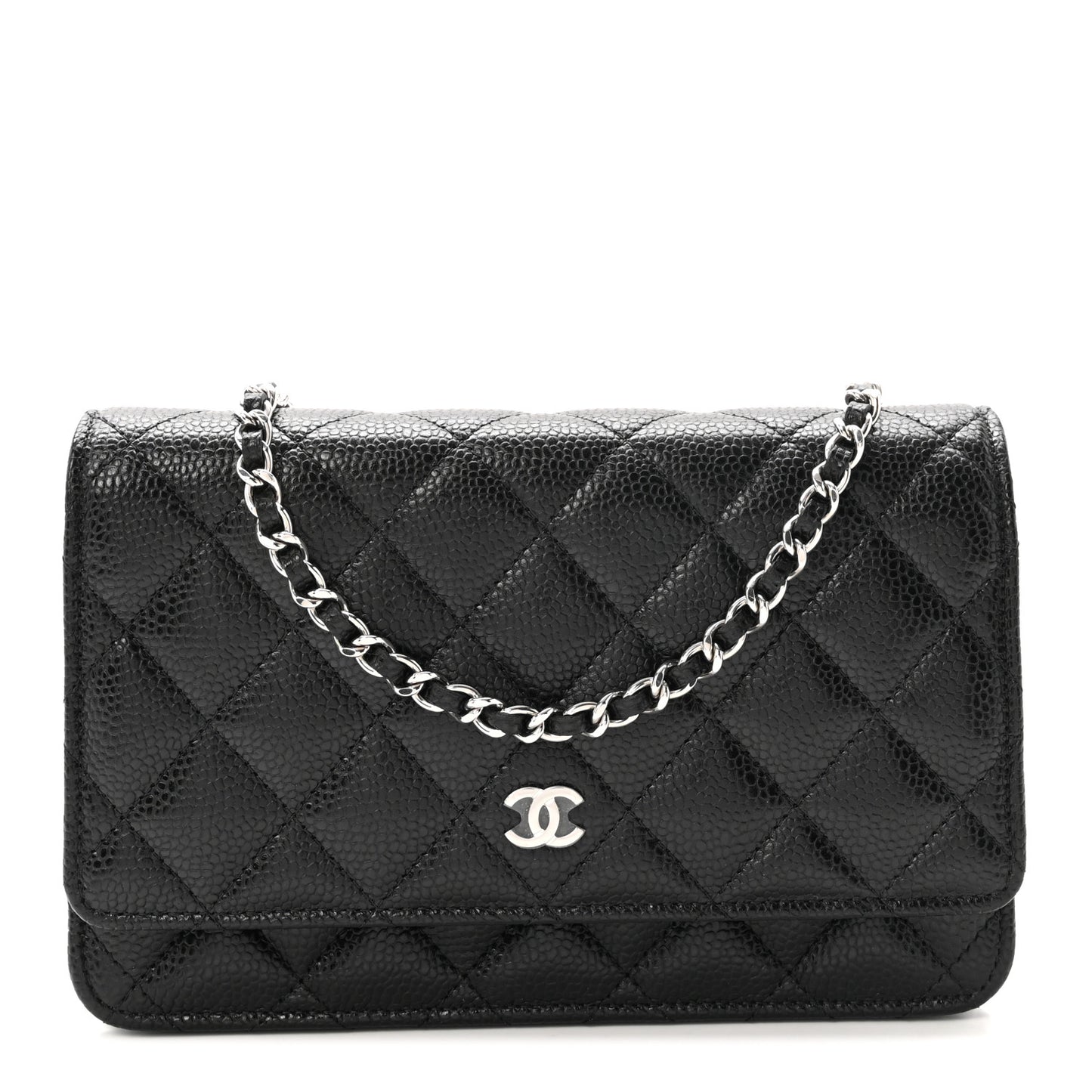 Caviar Quilted Wallet on Chain WOC Black
