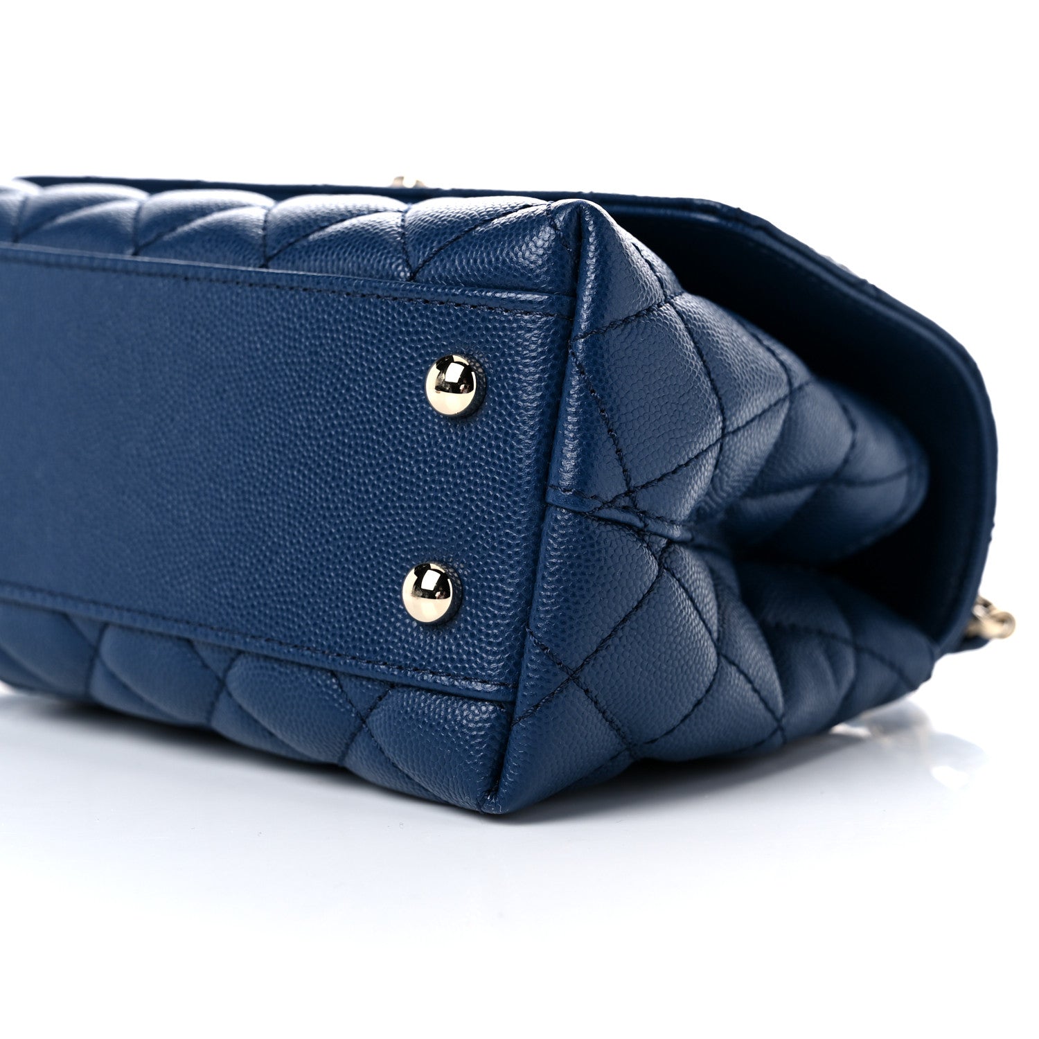 Chanel Caviar Quilted Lizard Embossed Mini Coco Handle Flap Navy Blue 8 of 9