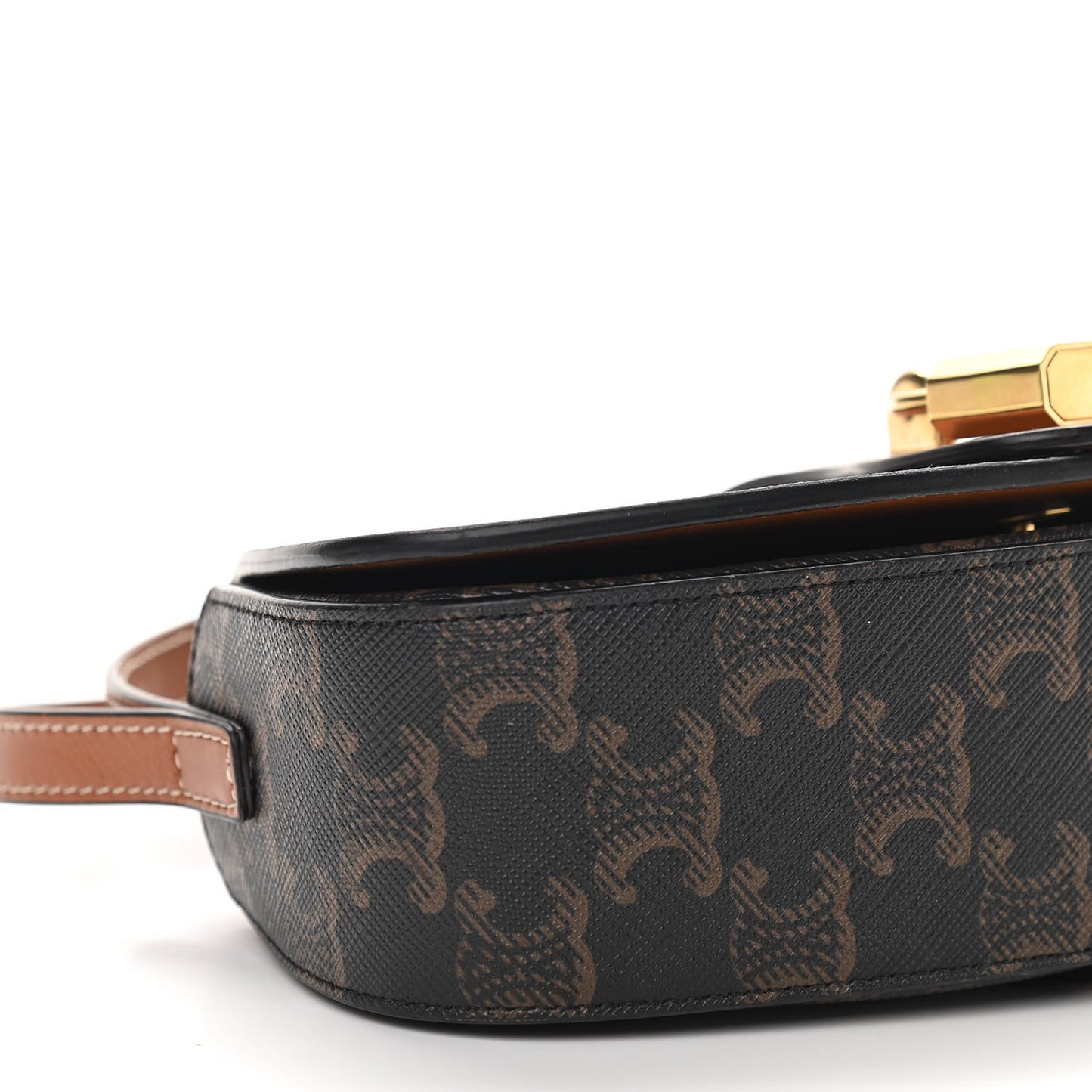 Triomphe Canvas Calfskin Tabou Clutch on Strap Tan