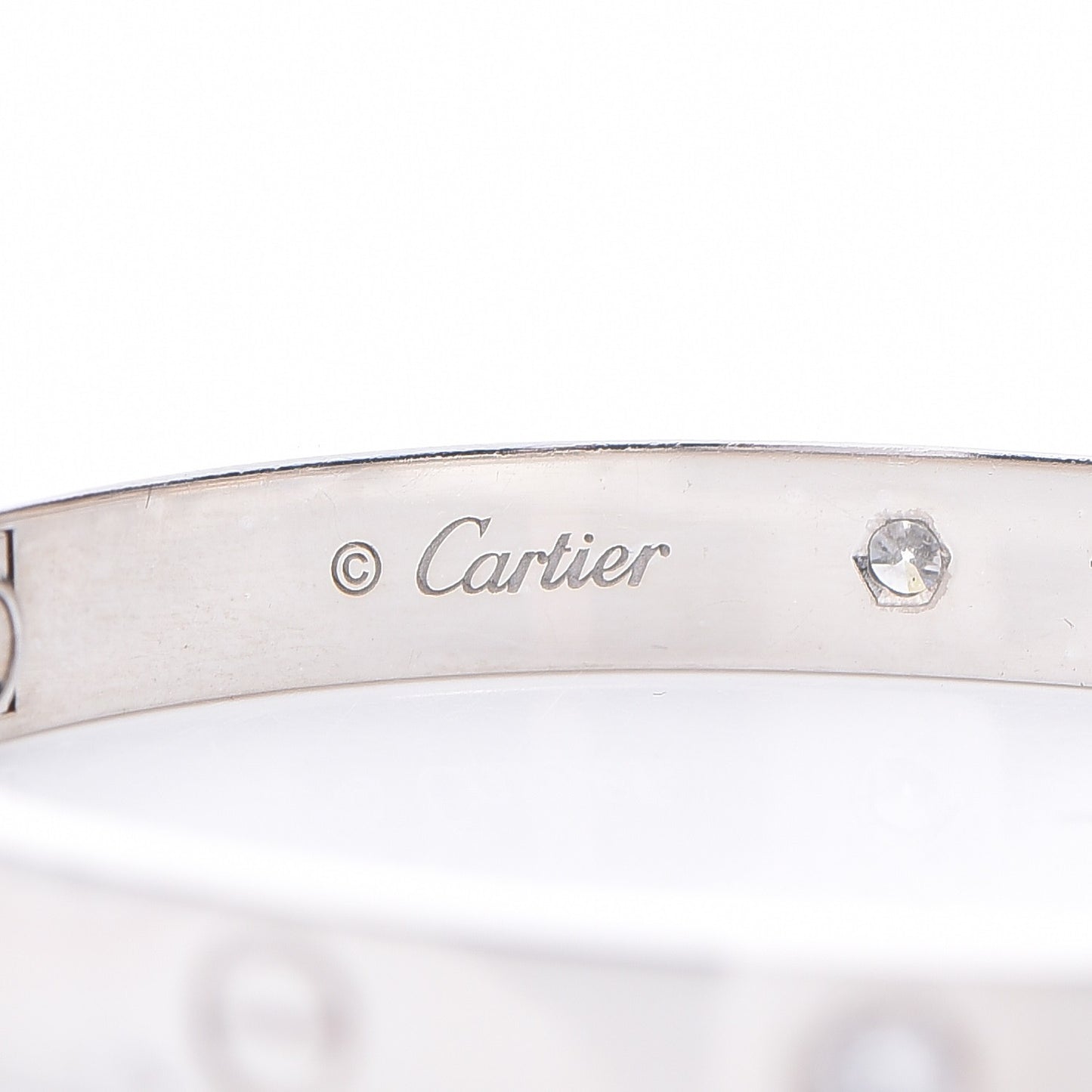 18K White Gold 4 Diamond LOVE Bracelet 17
