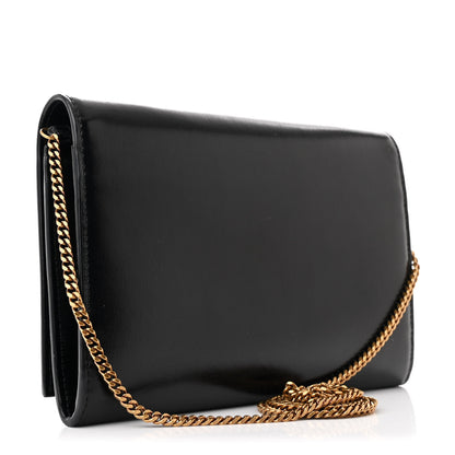 Saint Laurent Glossy Calfskin Monogram Chain Wallet Black 3 of 13