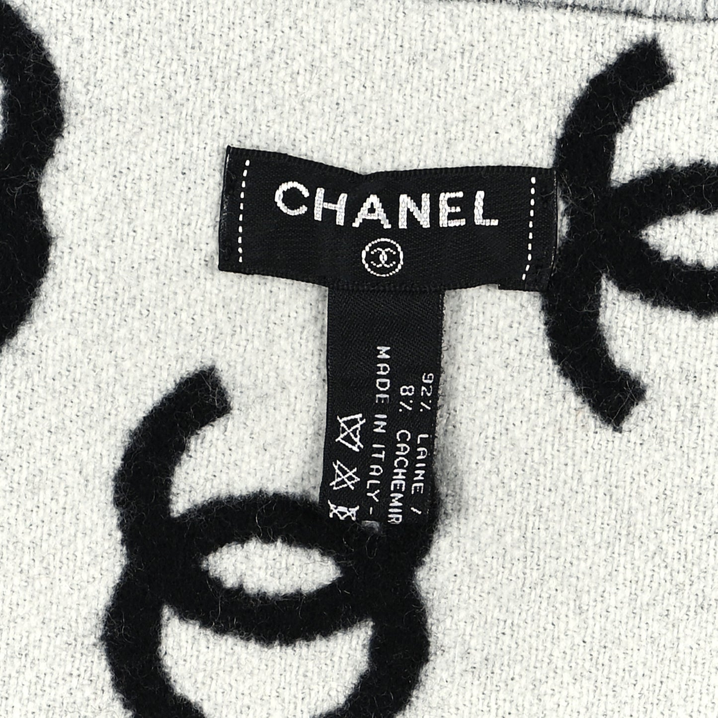 Wool Cashmere CC Scarf Black White