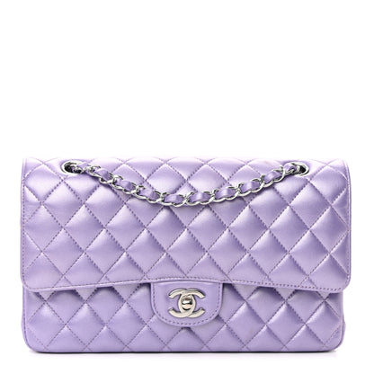 Chanel Metallic Lambskin Quilted Medium Double Flap Purple 1 of 16