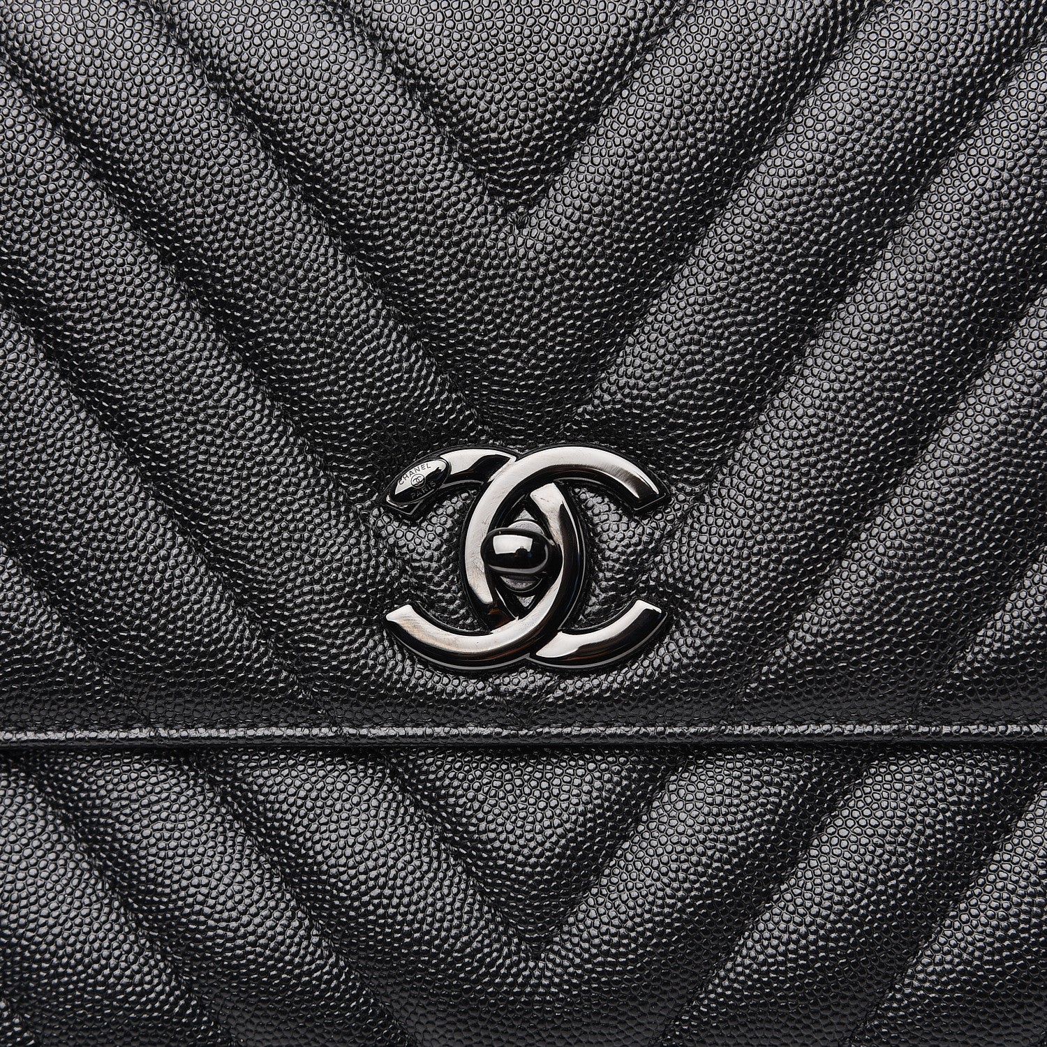 Chanel Caviar Chevron Quilted Small Coco Handle Flap So Black 7 of 10