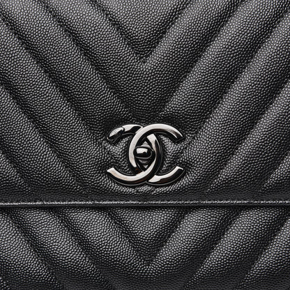Chanel Caviar Chevron Quilted Small Coco Handle Flap So Black 7 of 10