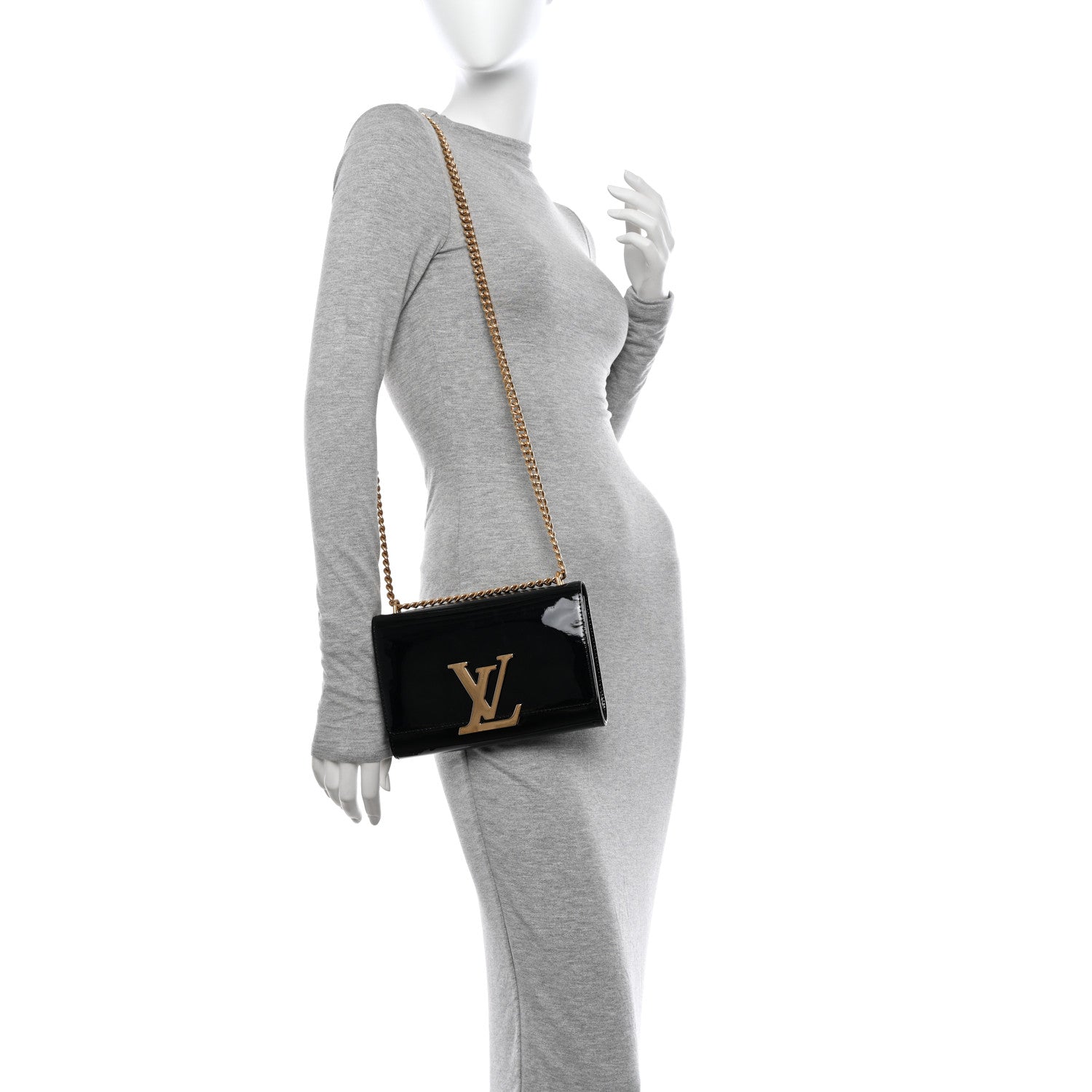 Louis Vuitton Patent Chain Louise MM Black 2 of 11