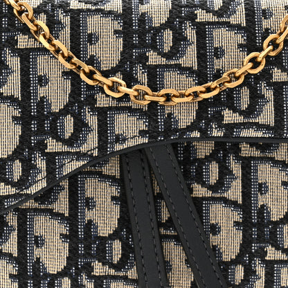 Christian Dior Oblique Saddle Chain Long Wallet Blue 9 of 12