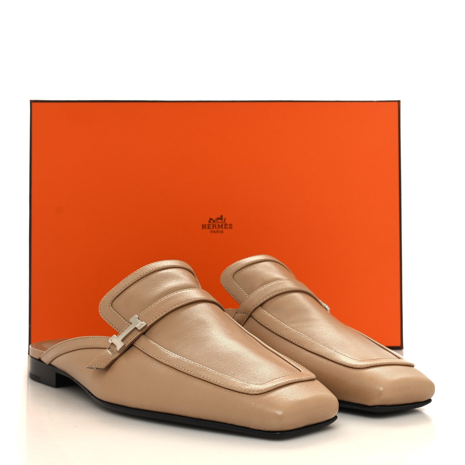 Hermes Goatskin Groupie Mules 39 Beige Argile 9 of 9