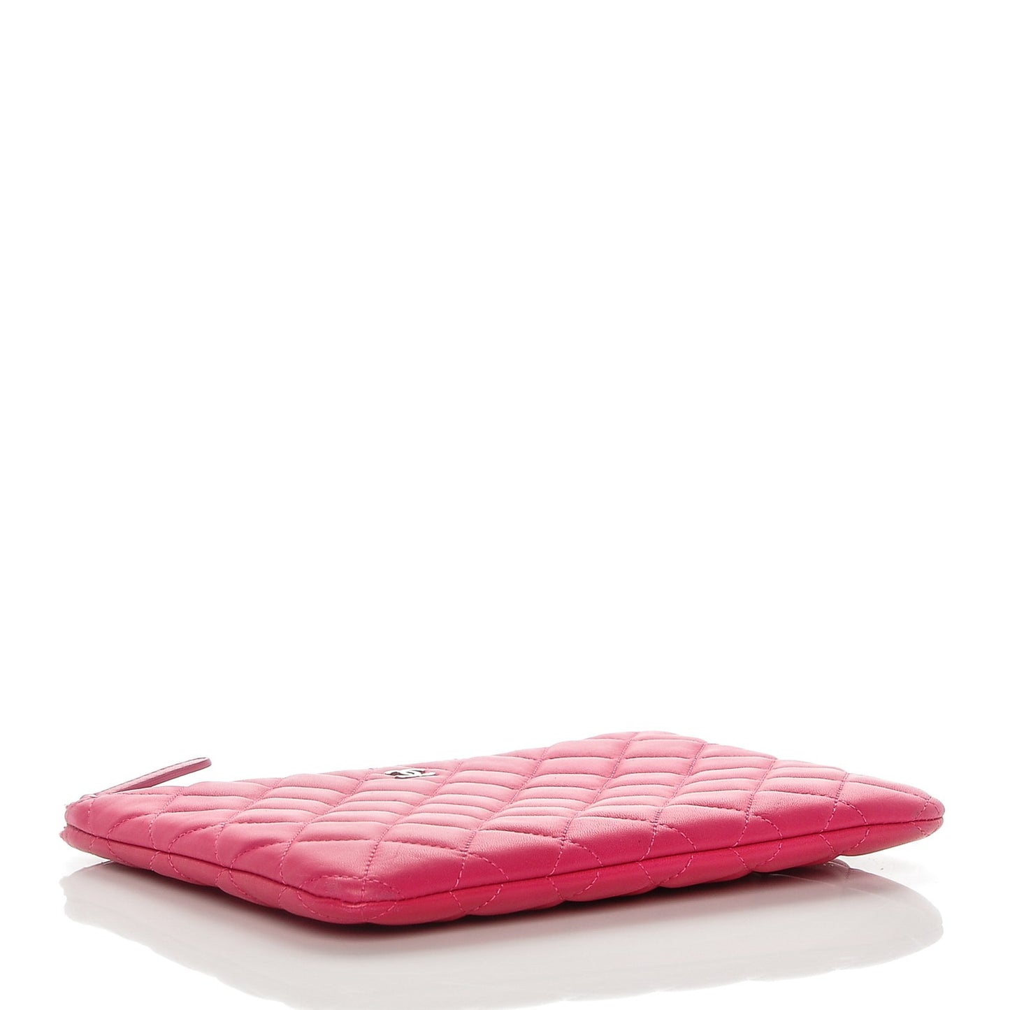 Lambskin Quilted Medium Cosmetic Case Dark Pink