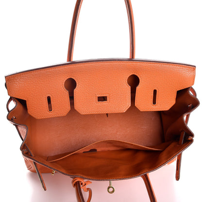 Hermes Taurillon Clemence Birkin 30 Orange 8 of 39