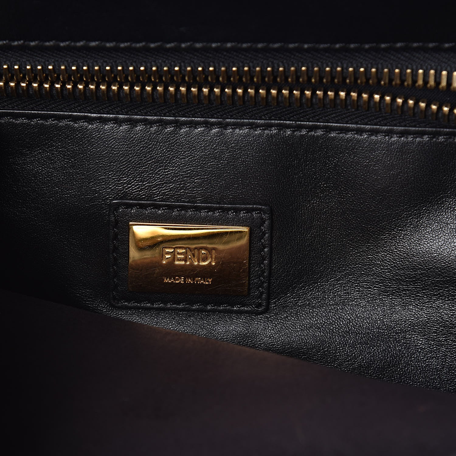Fendi Vitello Seta Shiny Nappa Large Peekaboo Iconic Satchel Black 7 of 9