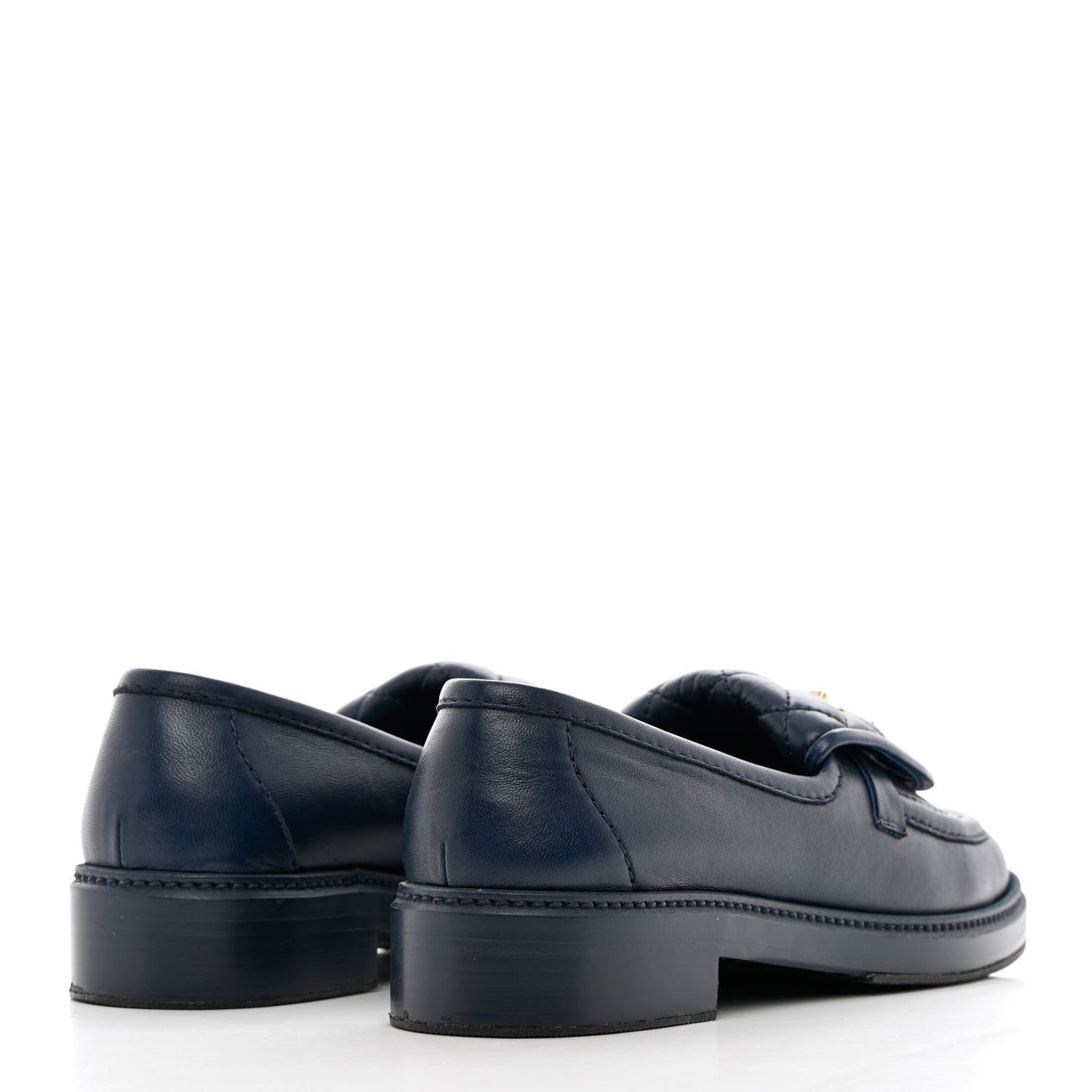 Lambskin Quilted CC Turnlock Loafers 40 Navy