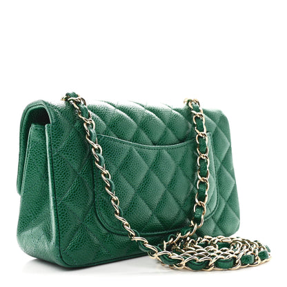Chanel Metallic Caviar Quilted Mini Rectangular Flap Green 3 of 11