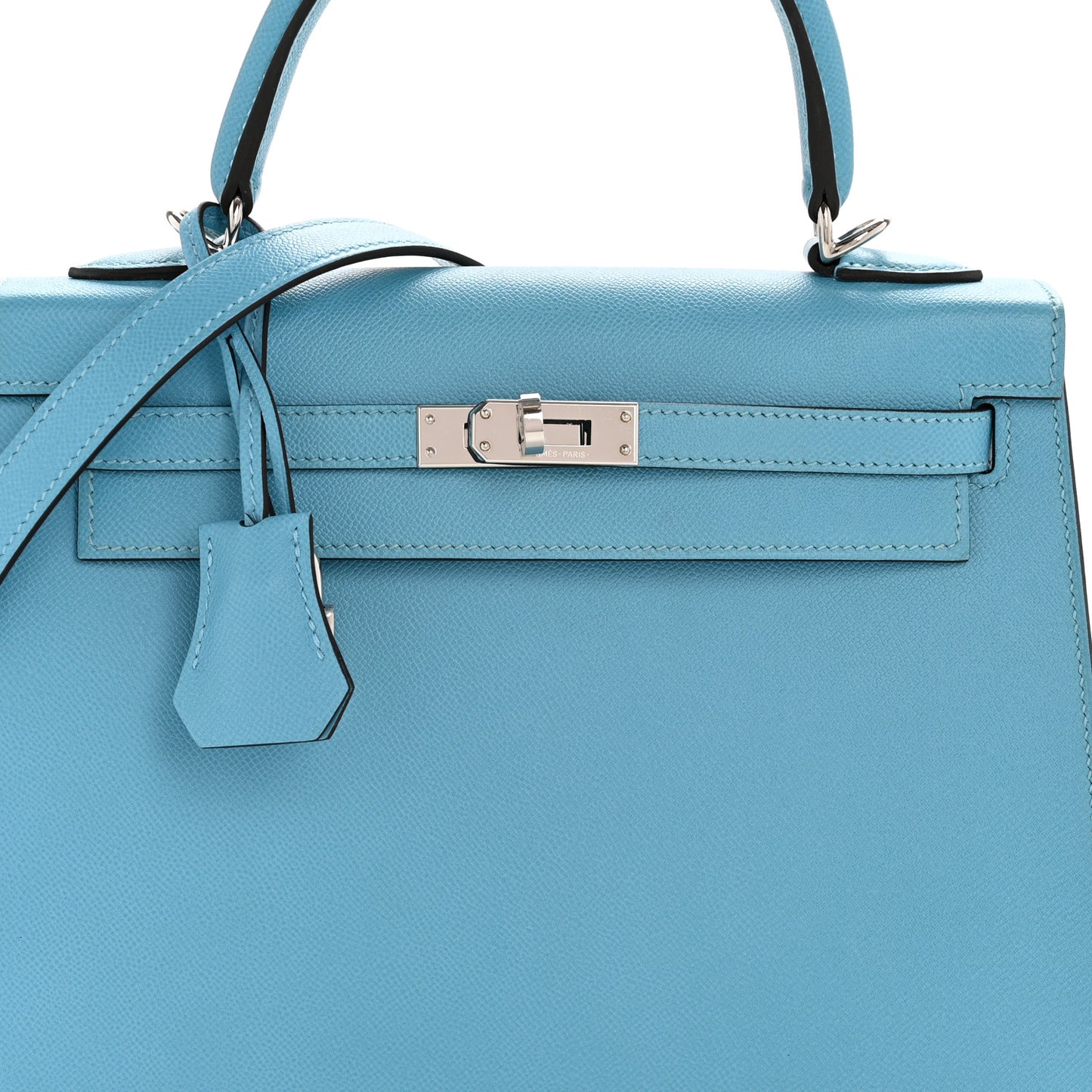 Madame Calfskin Kelly Sellier 25 Bleu du Nord
