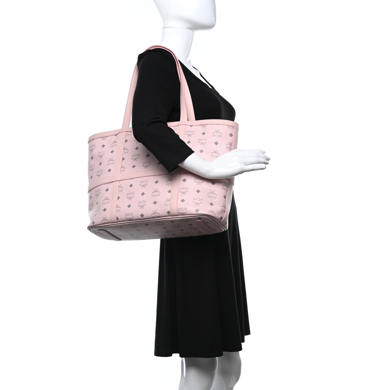 MCM Visetos Medium Delmy Shopper Tote Powder Pink 2 of 13