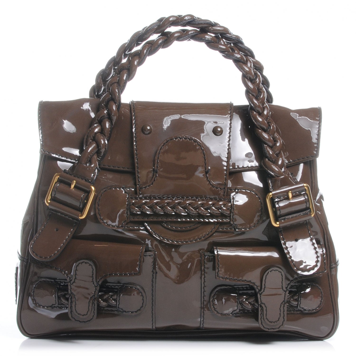 Valentino Garavani Patent Large Histoire Brown 1 of 7