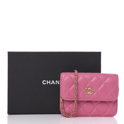 Chanel Lambskin Quilted Pearl Crush Clutch With Chain Pink 10 of 10