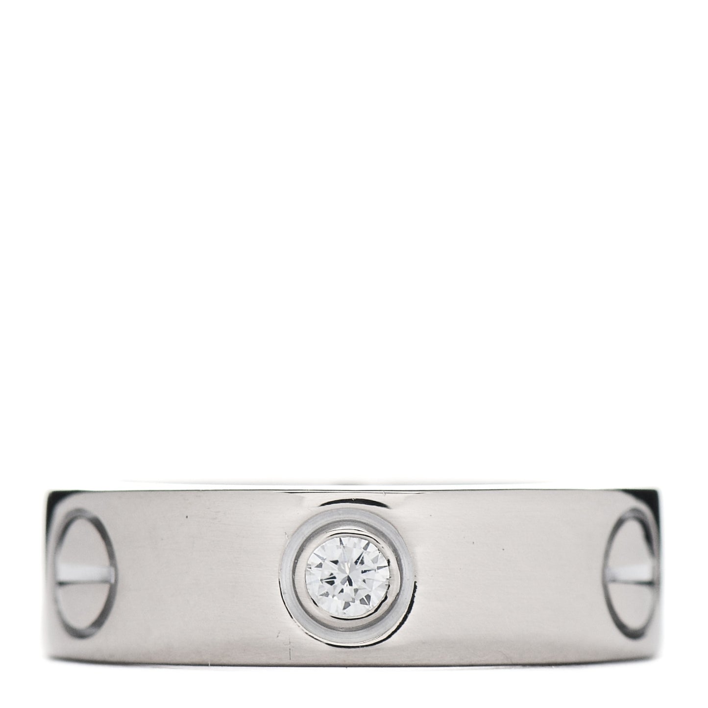 18K White Gold 3 Diamond 5.5mm LOVE Ring 49 5