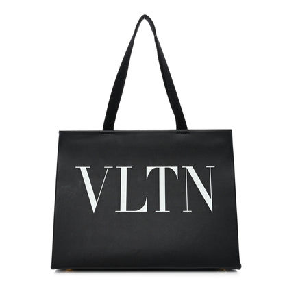 Valentino Garavani Printed Calfskin VLTN Tote Black 1 of 12