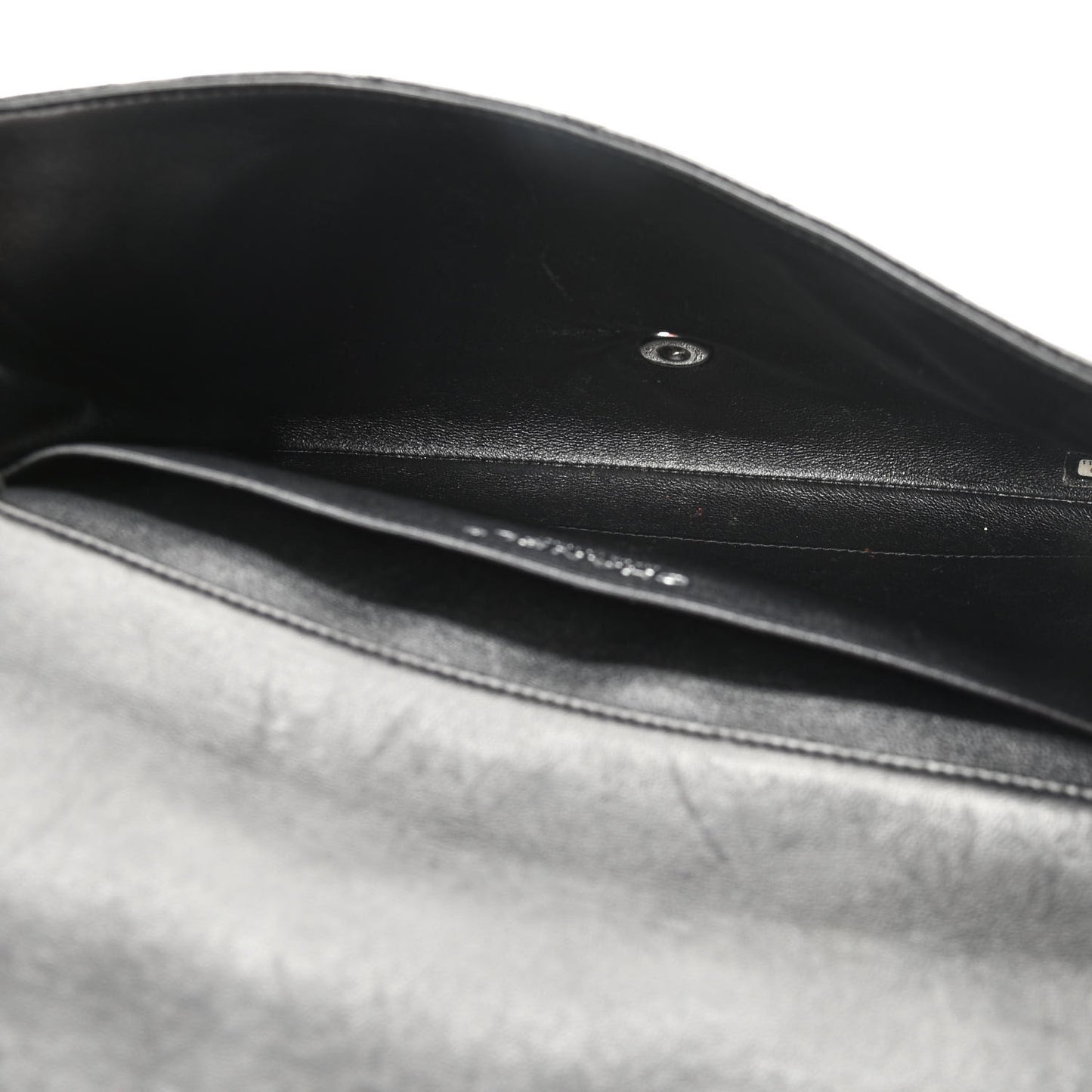 Lambskin Quilted Clutch With Chain Flap Black