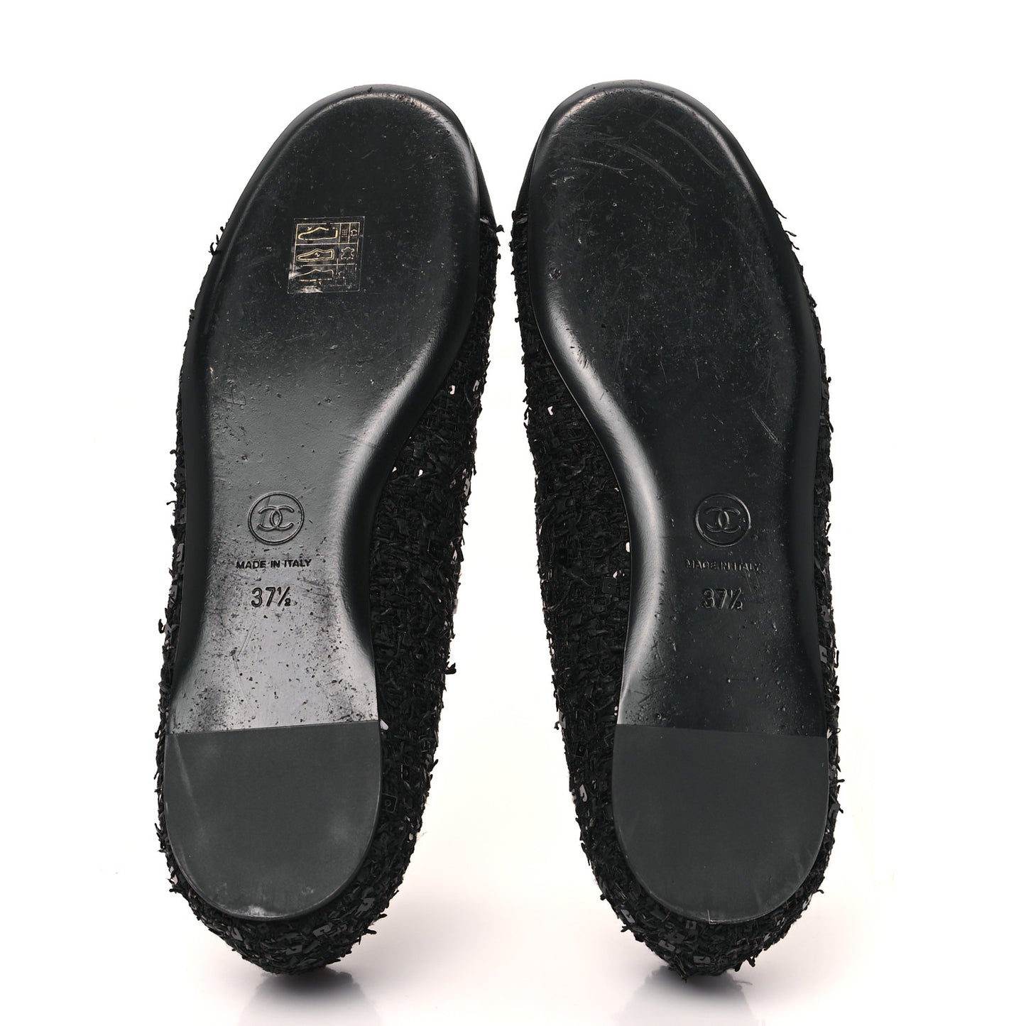 Tweed Sequin Mary Jane Flats 37.5 Black