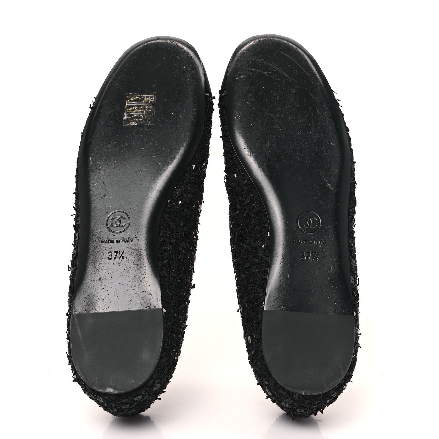 Chanel Tweed Sequin Mary Jane Flats 37.5 Black 6 of 9