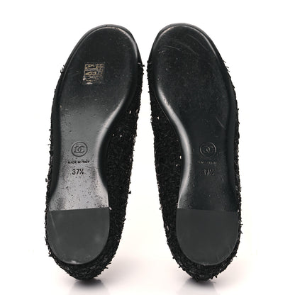 Chanel Tweed Sequin Mary Jane Flats 37.5 Black 6 of 9