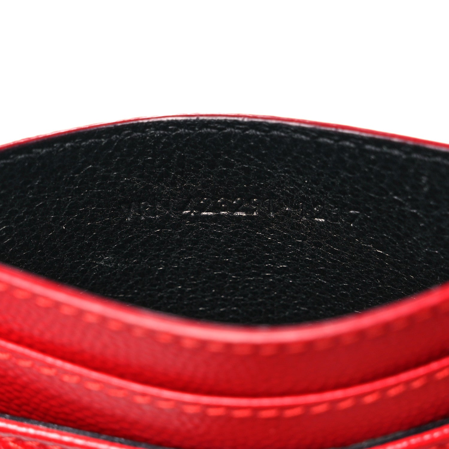 Saint Laurent Grain De Poudre Matelasse Chevron Monogram Credit Card Case Red 7 of 8