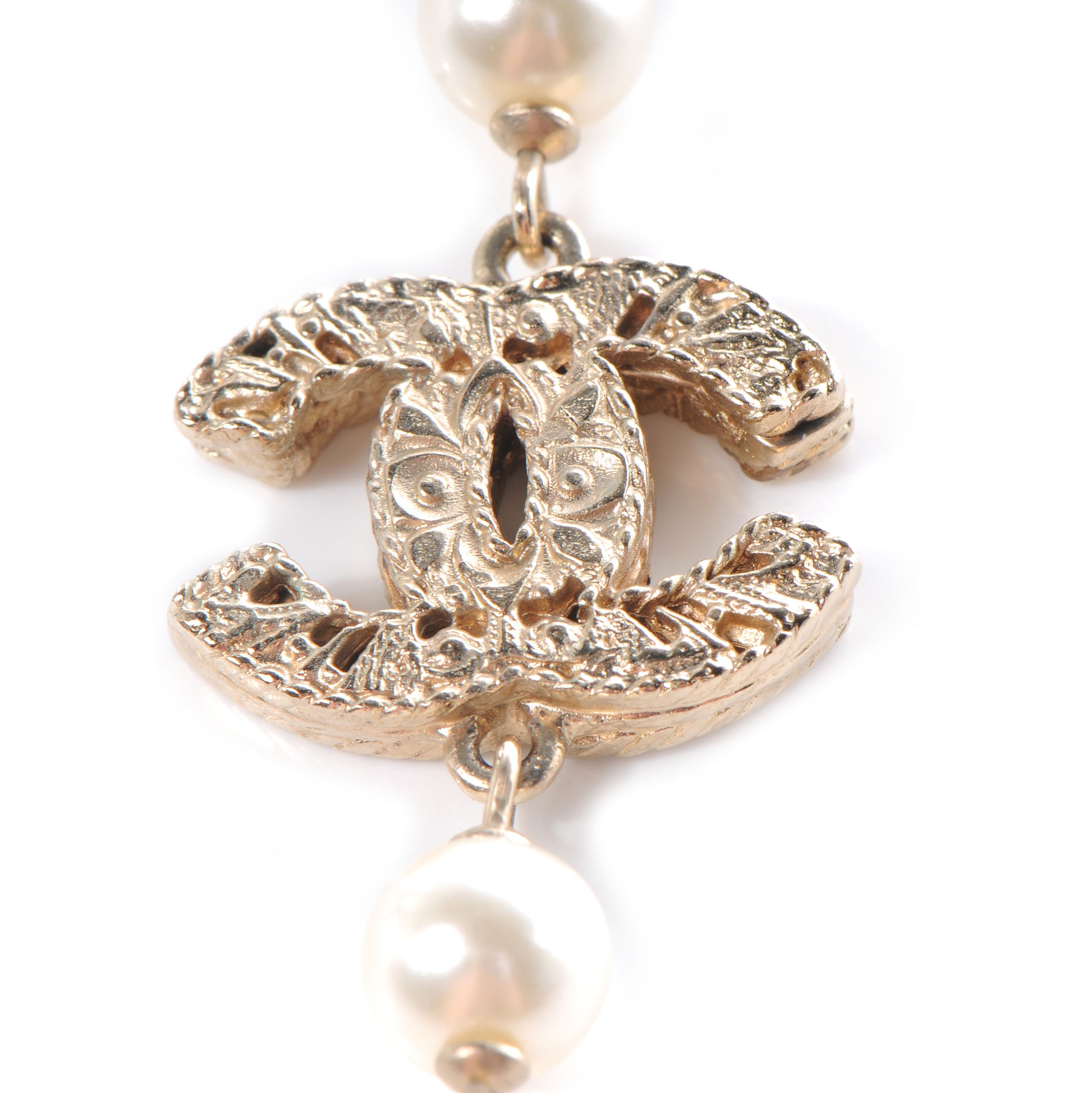Chanel Pearl CC Long Necklace Gold 4 of 6