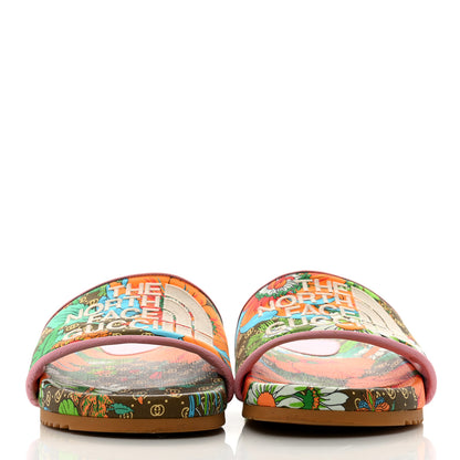 Gucci X THE NORTH FACE Nylon Floral Womens Slide Sandals 37 Military Green Orange Soft Pink 3 of 10