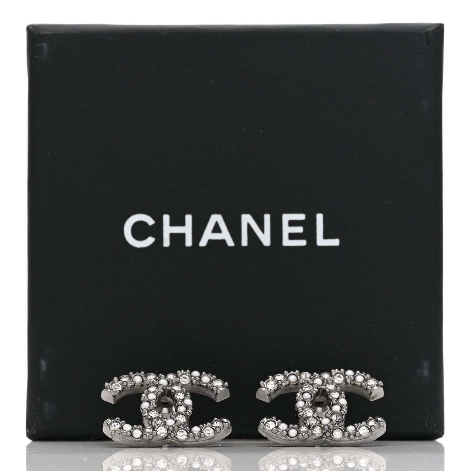 Chanel Ruthenium Crystal Pearl Caviar Earrings 5 of 5