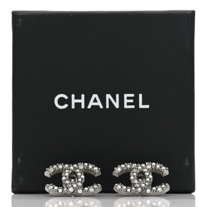 Chanel Ruthenium Crystal Pearl Caviar Earrings 5 of 5