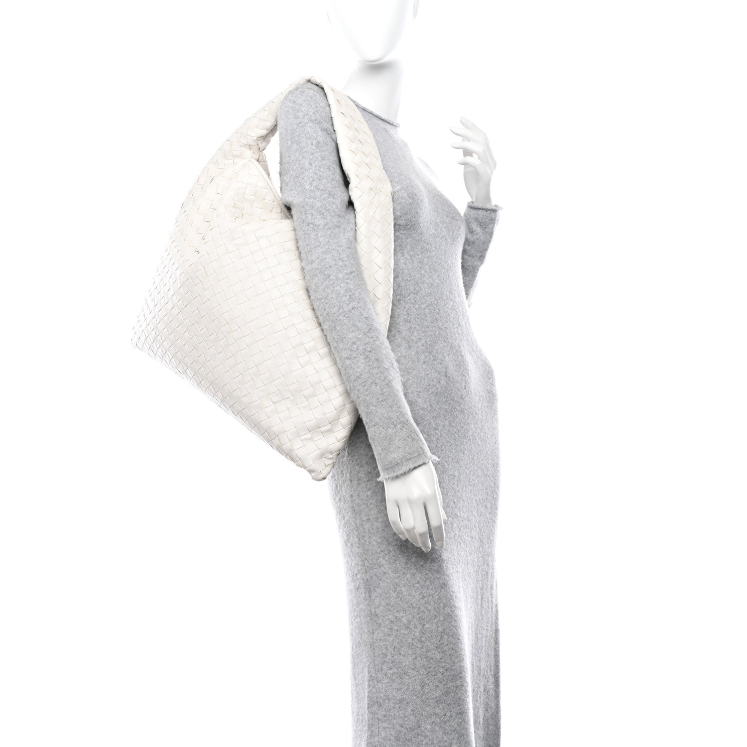 Bottega Veneta Calfskin Intrecciato Large Hop White 2 of 9