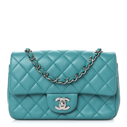 Chanel Lambskin Quilted Mini Rectangular Flap Turquoise 1 of 16
