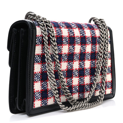 Gucci Vintage Tweed Check Small Dionysus Shoulder Bag White Hibiscus Red Marine 3 of 10