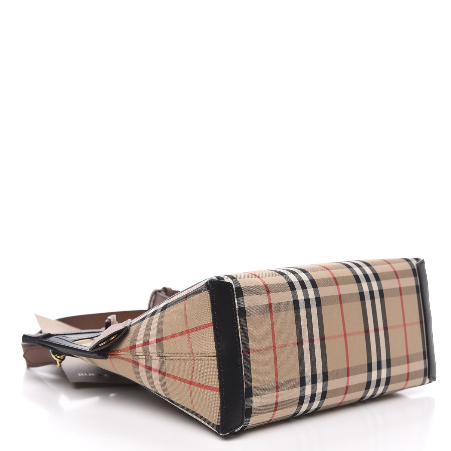 Burberry Calfskin Vintage Check Small Society Top Handle Bag Archive Beige Black 4 of 10