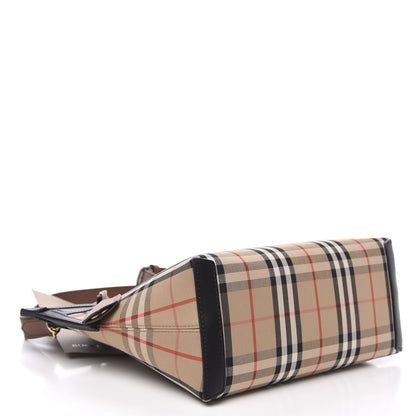 Burberry Calfskin Vintage Check Small Society Top Handle Bag Archive Beige Black 4 of 10