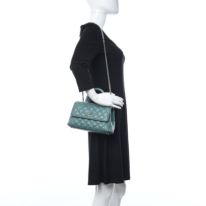 Chanel Caviar Quilted Lizard Embossed Mini Coco Handle Flap Green 2 of 11