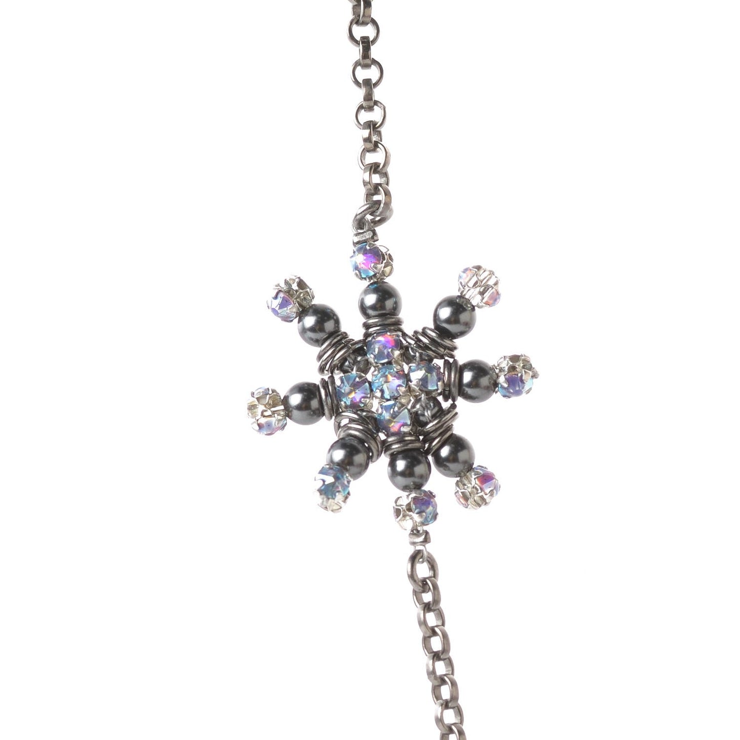 Iridescent Crystal Ruthenium CC Necklace Dark Grey Blue