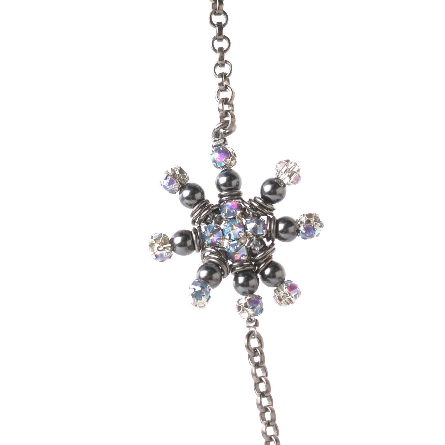 Chanel Iridescent Crystal Ruthenium CC Necklace Dark Grey Blue 5 of 6