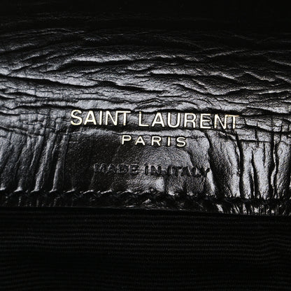 Saint Laurent Shiny Calfskin Matelasse Chevron Monogram Mini College Bag Black 6 of 10