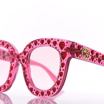 Gucci Acetate Crystal Heart GG0116S Sunglasses Fuchsia 7 of 7