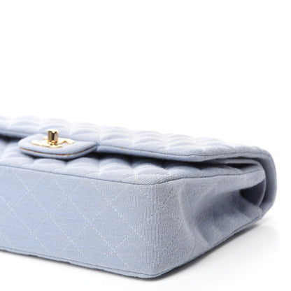 Chanel Jersey Quilted Medium Double Flap Light Blue 8 of 12
