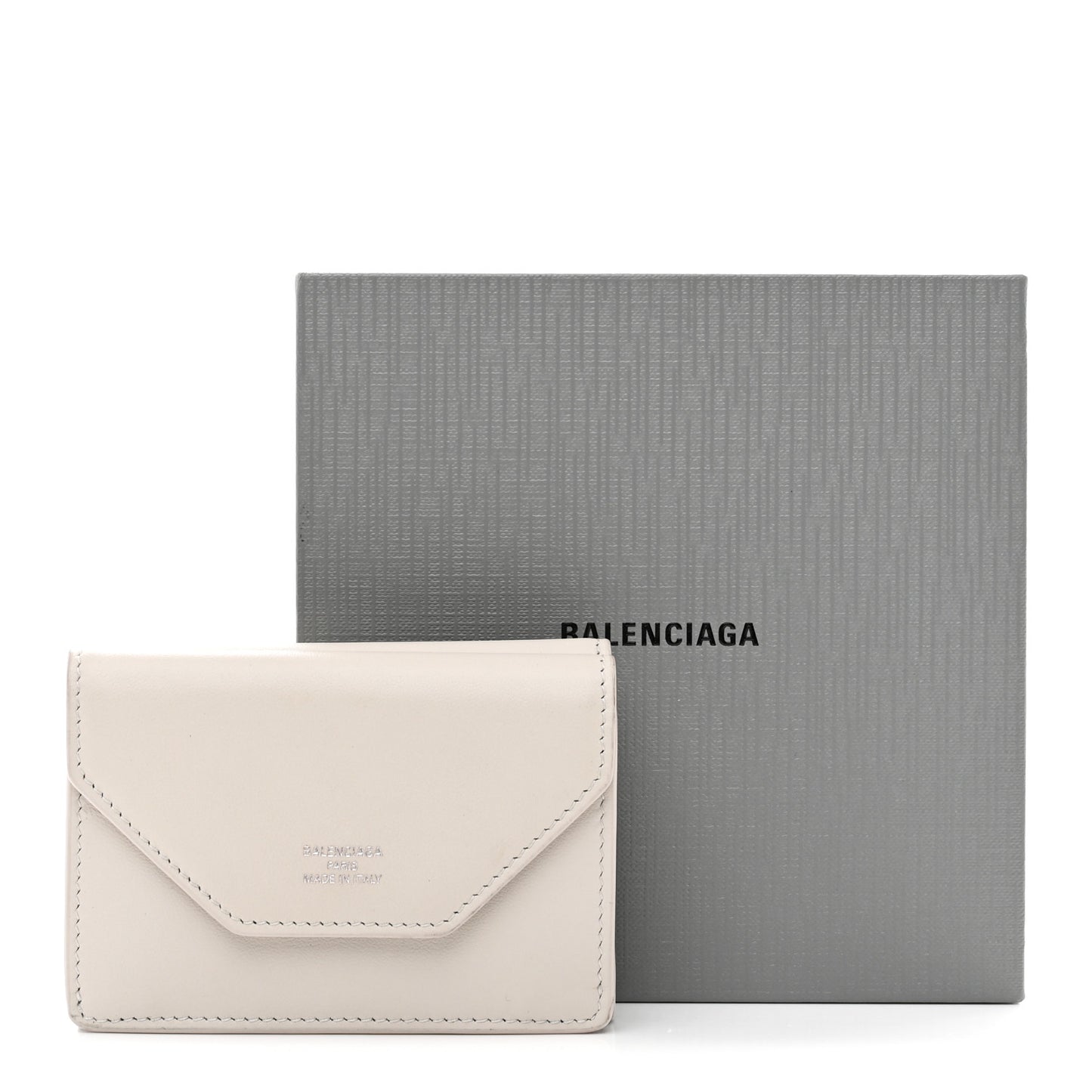 Smooth Calfskin Logo Envelope Compact Wallet White