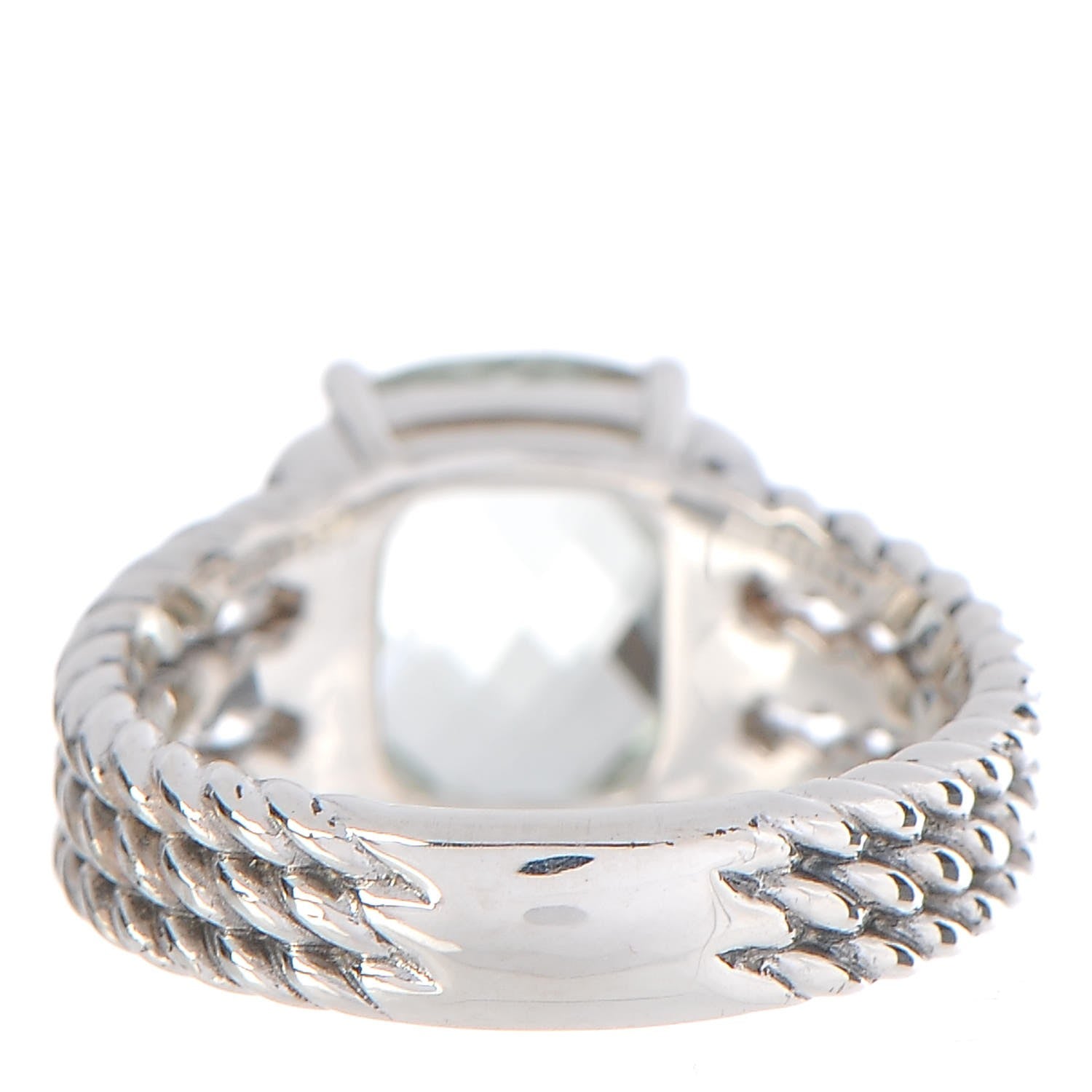 David Yurman Sterling Silver Diamond Prasiolite 10mm Petite Wheaton Ring 52 6 4 of 5