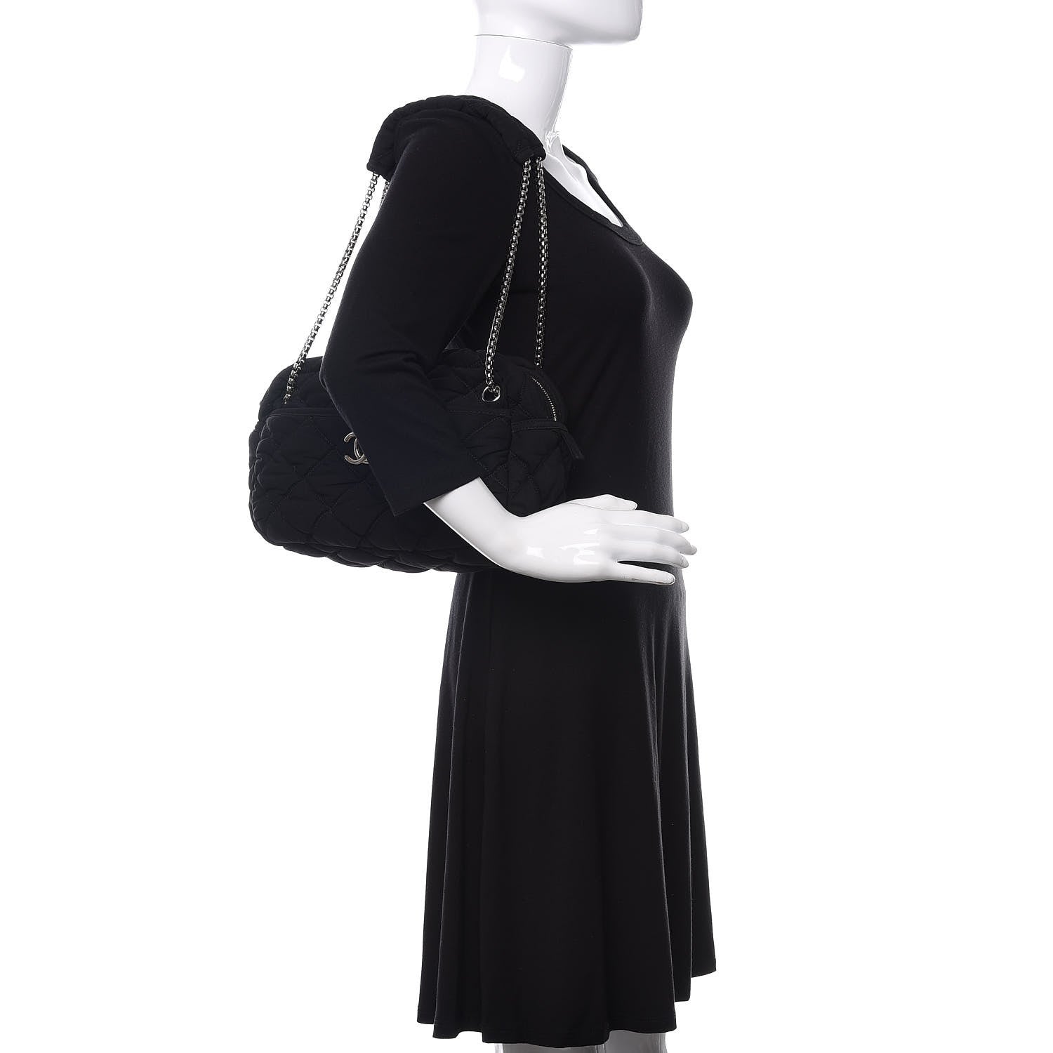 Chanel Nylon Bubble Quilt Shoulder Bag Black 2 of 10